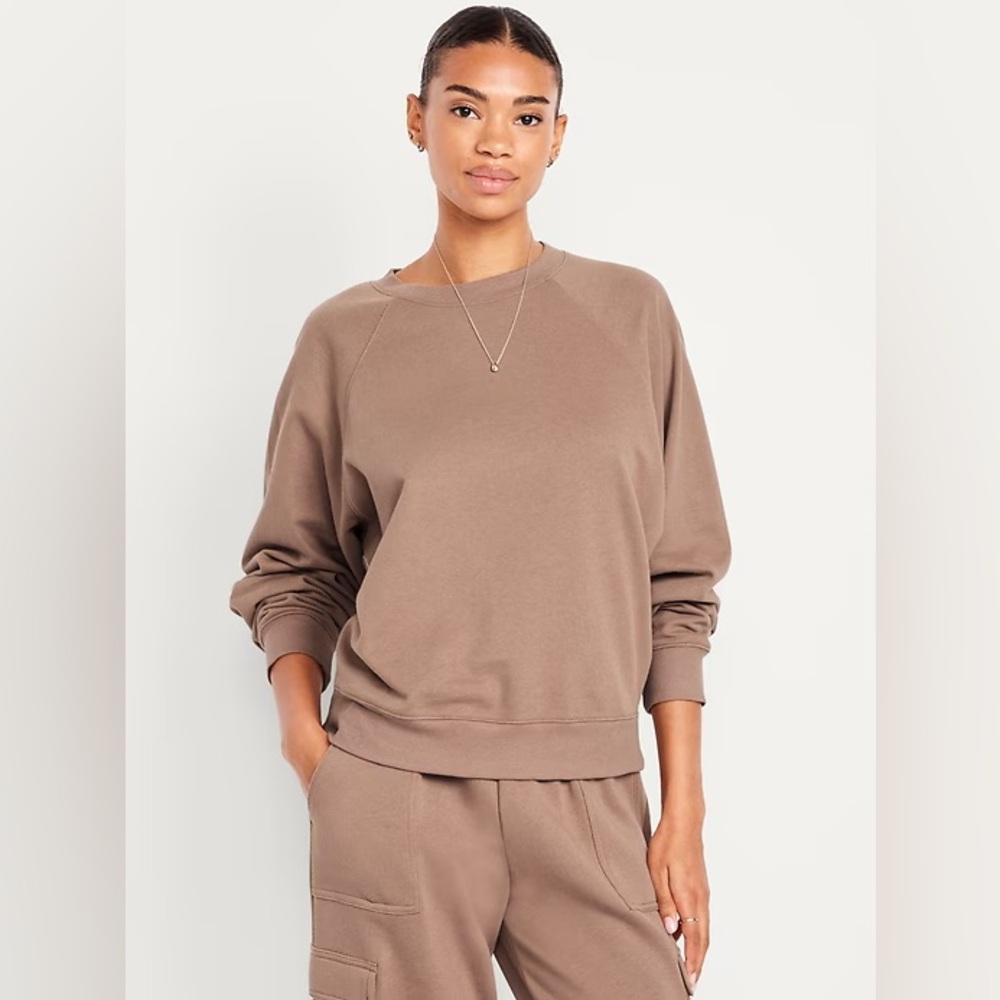 Old Navy SoComfy Oversized Raglan Sweatshirt Medium TALL Driftwood